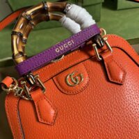 Gucci GG Women Gucci Diana Mini Tote Bag Orange Leather Double G (1)