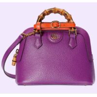 Gucci GG Women Gucci Diana Mini Tote Bag Purple Leather Double G (8)