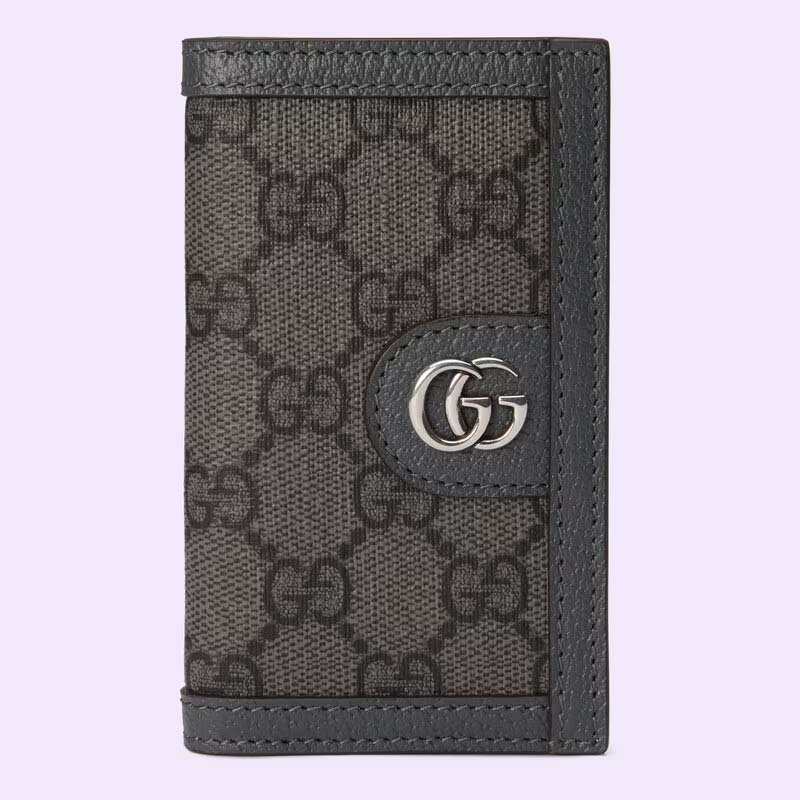 Gucci Unisex GG Ophidia Card Case Grey Black Supreme Canvas Double G (1)
