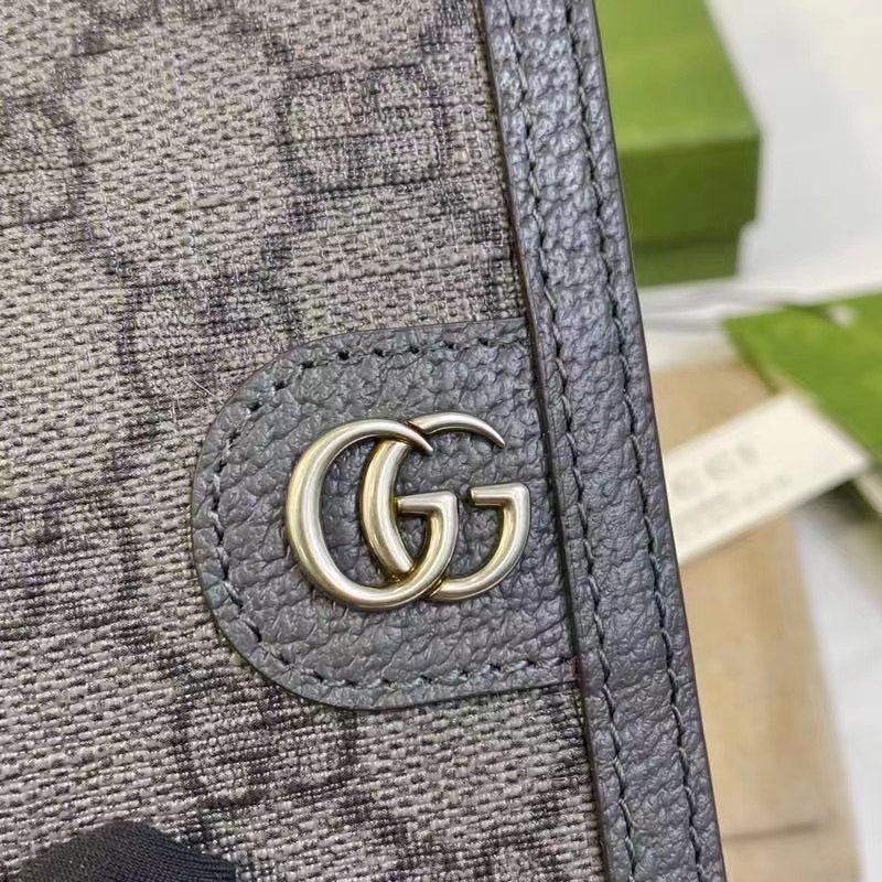 Gucci Unisex GG Ophidia Card Case Grey Black Supreme Canvas Double G (6)
