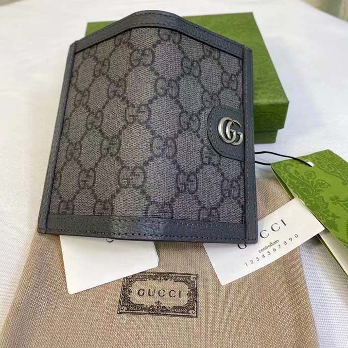 Gucci Unisex GG Ophidia Card Case Grey Black Supreme Canvas Double G (8)