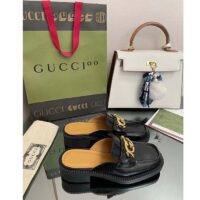 Gucci Unisex GG Slipper Interlocking G Black Leather Low 2.5 Cm Heel (5)