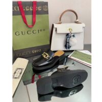 Gucci Unisex GG Slipper Interlocking G Black Leather Low 2.5 Cm Heel (5)