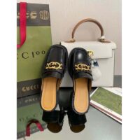 Gucci Unisex GG Slipper Interlocking G Black Leather Low 2.5 Cm Heel (5)