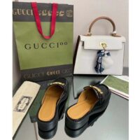 Gucci Unisex GG Slipper Interlocking G Black Leather Low 2.5 Cm Heel (5)