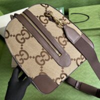 Gucci Unisex Jumbo GG Large Duffle Bag Camel Ebony Canvas Double G (2)