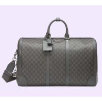 Gucci Unisex Savoy Large Duffle Bag Grey Black GG Supreme Canvas Double G (1)