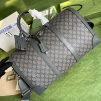 Gucci Unisex Savoy Large Duffle Bag Grey Black GG Supreme Canvas Double G (1)