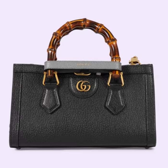 Gucci Women GG Diana Small Shoulder Bag Black Leather Double G