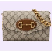 Gucci Women GG Horsebit 1955 Mini Bag Brown Beige Ebony GG Supreme Canvas (2)