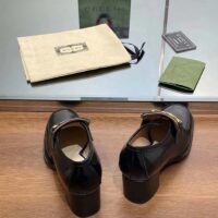 Gucci Women GG Loafer Interlocking G Shiny Black Leather Mid 6 Cm Heel (13)