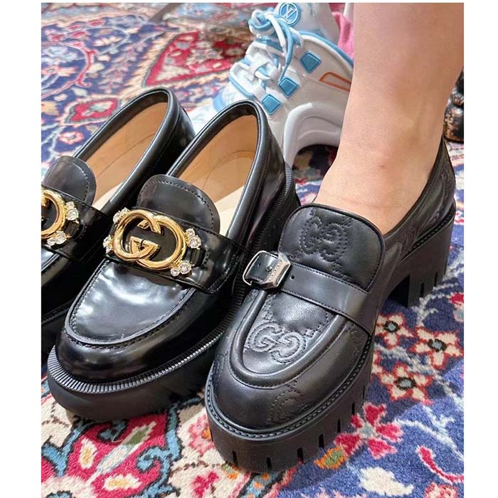 Gucci Women GG Matelassé Loafer Black Leather Low 2.5 Cm Heel (1)