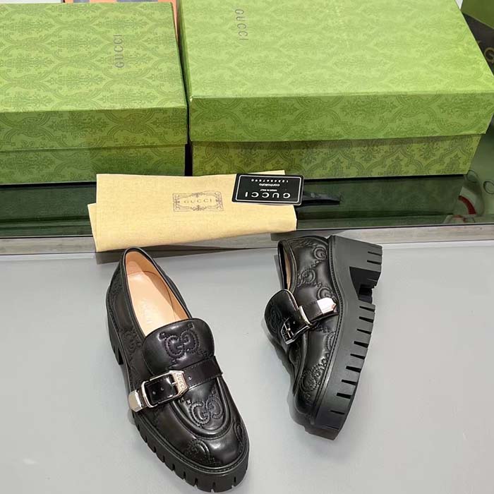Gucci Women GG Matelassé Loafer Black Leather Low 2.5 Cm Heel (10)