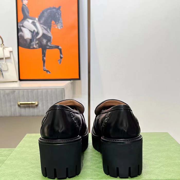 Gucci Women GG Matelassé Loafer Black Leather Low 2.5 Cm Heel (11)