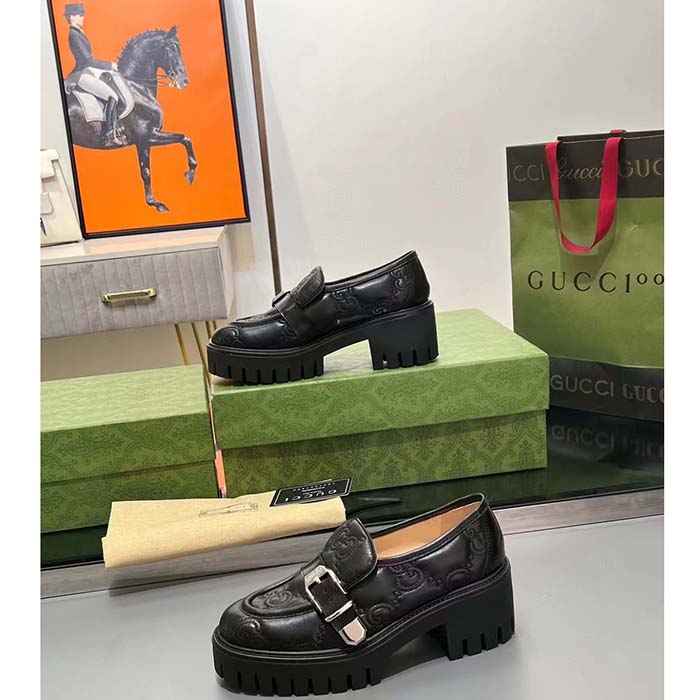 Gucci Women GG Matelassé Loafer Black Leather Low 2.5 Cm Heel (4)