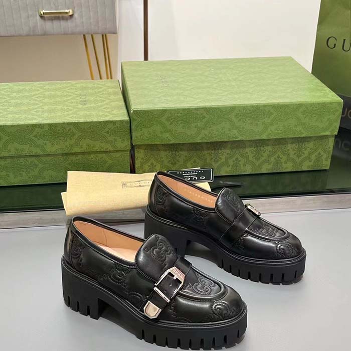Gucci Women GG Matelassé Loafer Black Leather Low 2.5 Cm Heel (7)