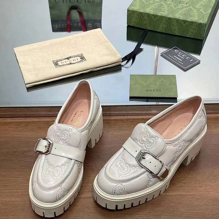 Gucci Women GG Matelassé Loafer Off White Leather Low 2.5 Cm Heel (2)