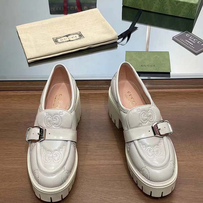 Gucci Women GG Matelassé Loafer Off White Leather Low 2.5 Cm Heel (7)