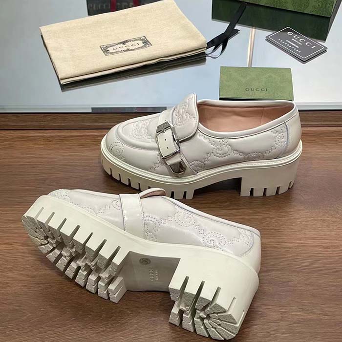 Gucci Women GG Matelassé Loafer Off White Leather Low 2.5 Cm Heel (8)