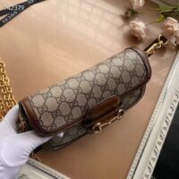 Gucci Women Horsebit 1955 Shoulder Bag Beige Ebony GG Supreme Canvas (9)