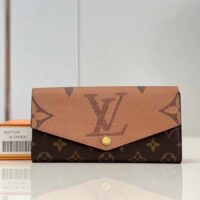 Louis Vuitton LV Unisex Sarah Wallet Monogram Reverse Coated Canvas Cowhide Leather (7)