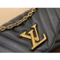 Louis Vuitton LV Women New Wave Chain Bag MM Handbag Black Smooth Cowhide (5)