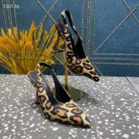 Louis Vuitton LV Women Sparkle Slingback Camel Brown Printed Satin Leather 9.5 Cm Heel (4)