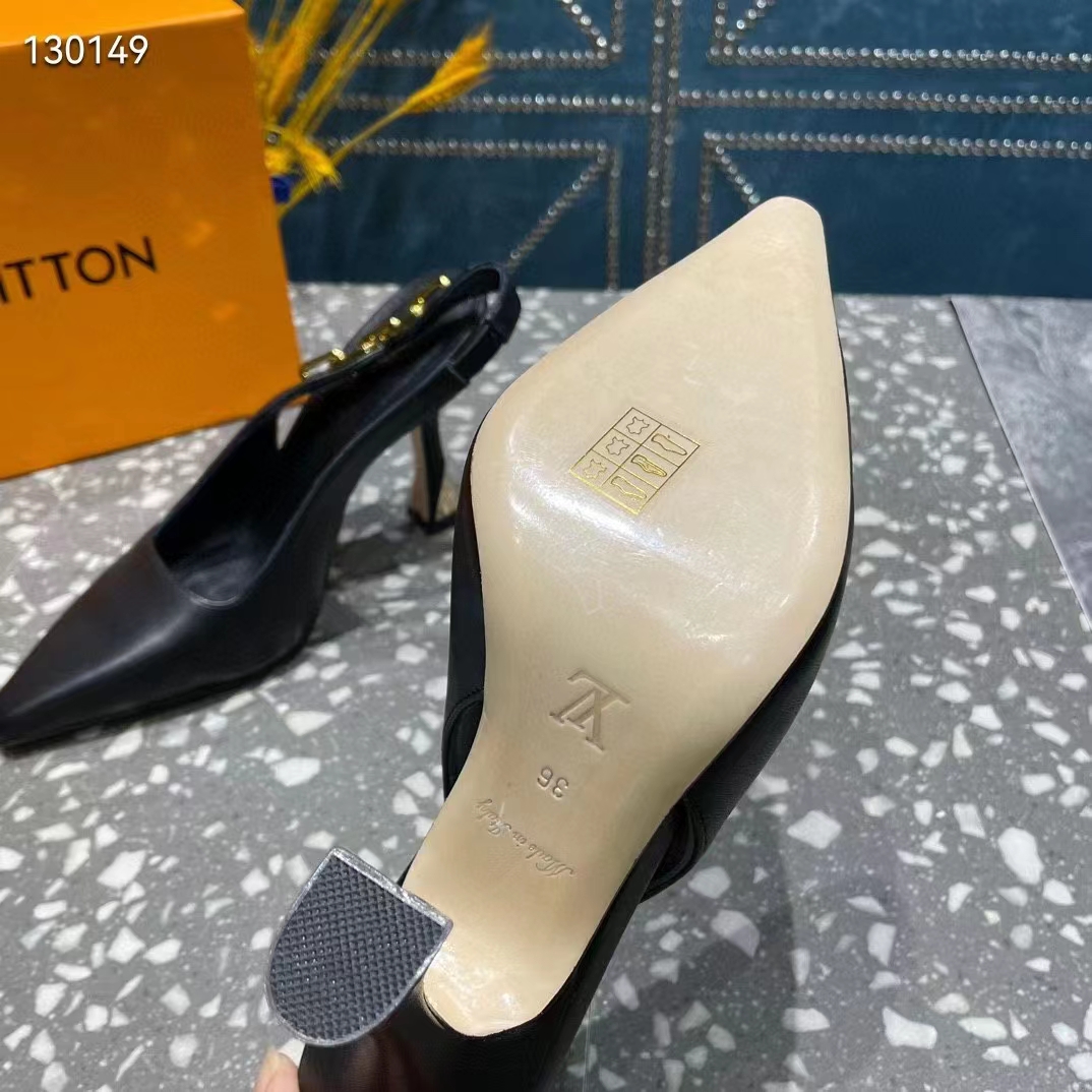 Louis Vuitton LV Women Sparkle Slingback Pump Black Calf Leather 9.5 Cm Heel (1)