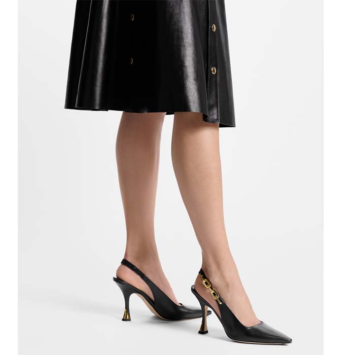 Louis Vuitton LV Women Sparkle Slingback Pump Black Calf Leather 9.5 Cm Heel (11)