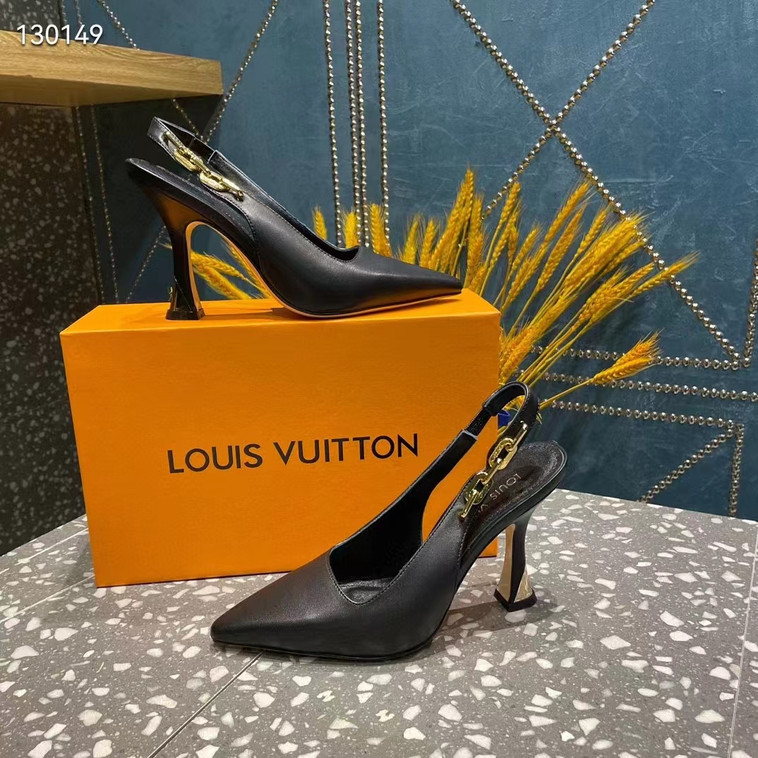 Louis Vuitton LV Women Sparkle Slingback Pump Black Calf Leather 9.5 Cm Heel (13)