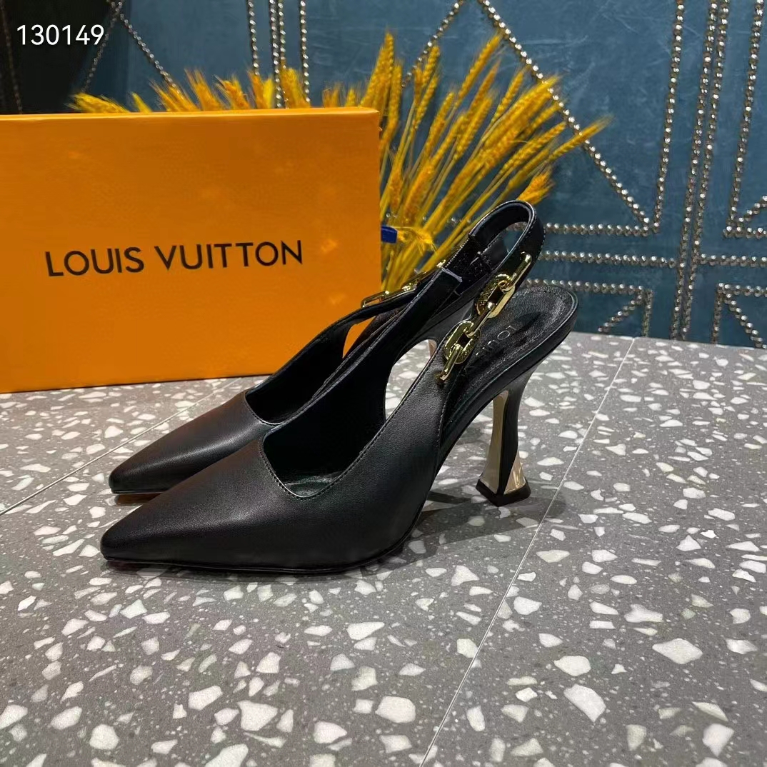 Louis Vuitton LV Women Sparkle Slingback Pump Black Calf Leather 9.5 Cm Heel (2)