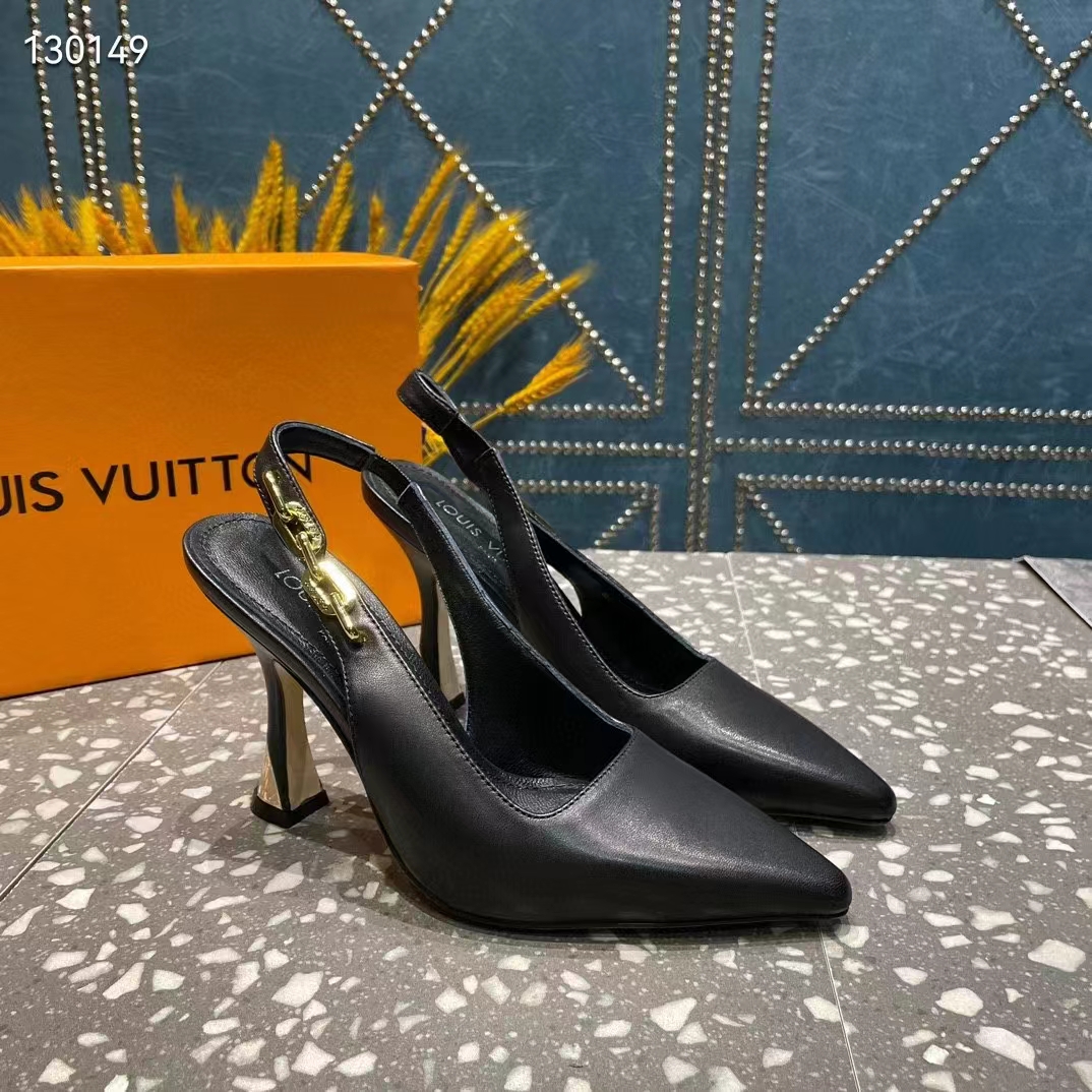 Louis Vuitton LV Women Sparkle Slingback Pump Black Calf Leather 9.5 Cm Heel (4)