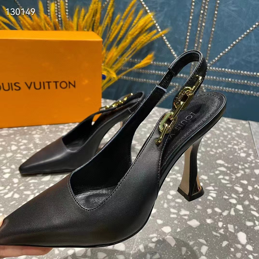Louis Vuitton LV Women Sparkle Slingback Pump Black Calf Leather 9.5 Cm Heel (7)