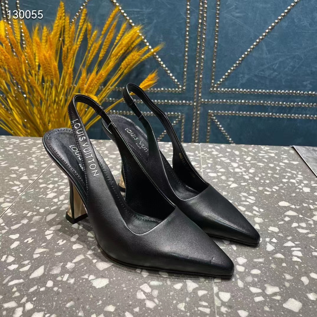 Louis Vuitton LV Women Sparkle Slingback Pump Black Calf Leather Elasticized 9.5 Cm Heel (1)