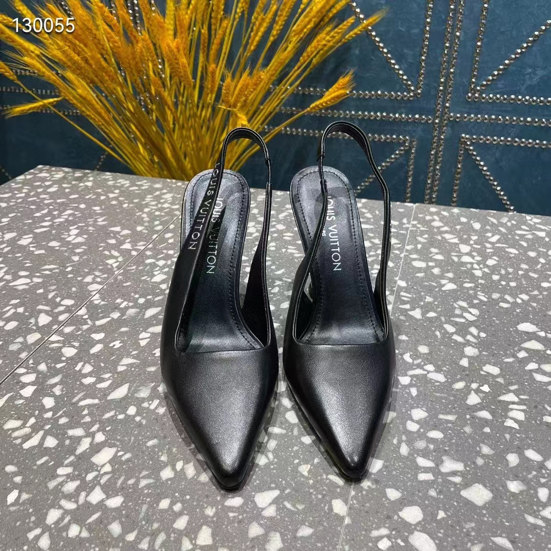 Louis Vuitton LV Women Sparkle Slingback Pump Black Calf Leather Elasticized 9.5 Cm Heel (2)