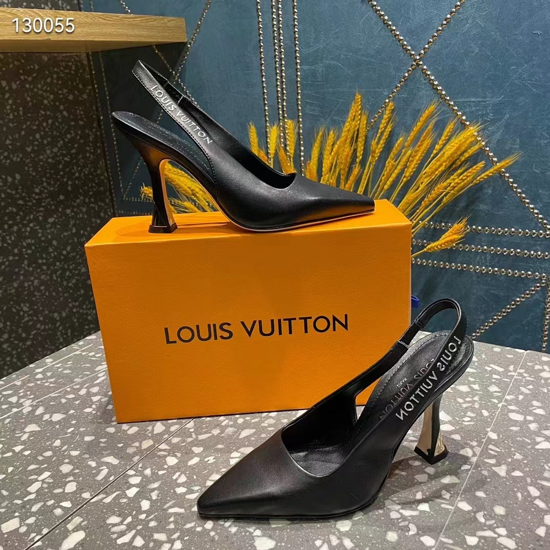 Louis Vuitton LV Women Sparkle Slingback Pump Black Calf Leather Elasticized 9.5 Cm Heel (4)