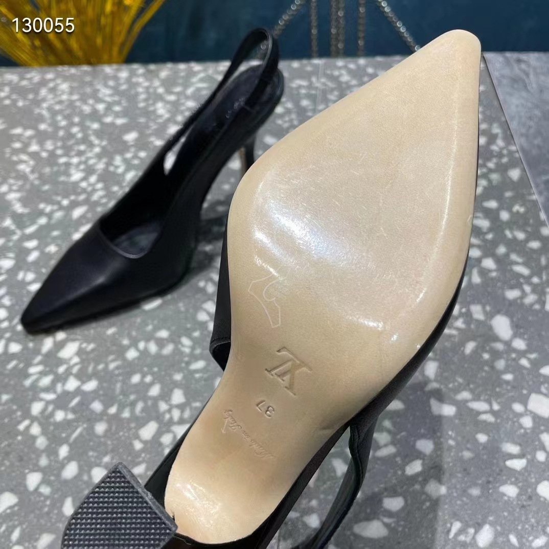 Louis Vuitton LV Women Sparkle Slingback Pump Black Calf Leather Elasticized 9.5 Cm Heel (7)
