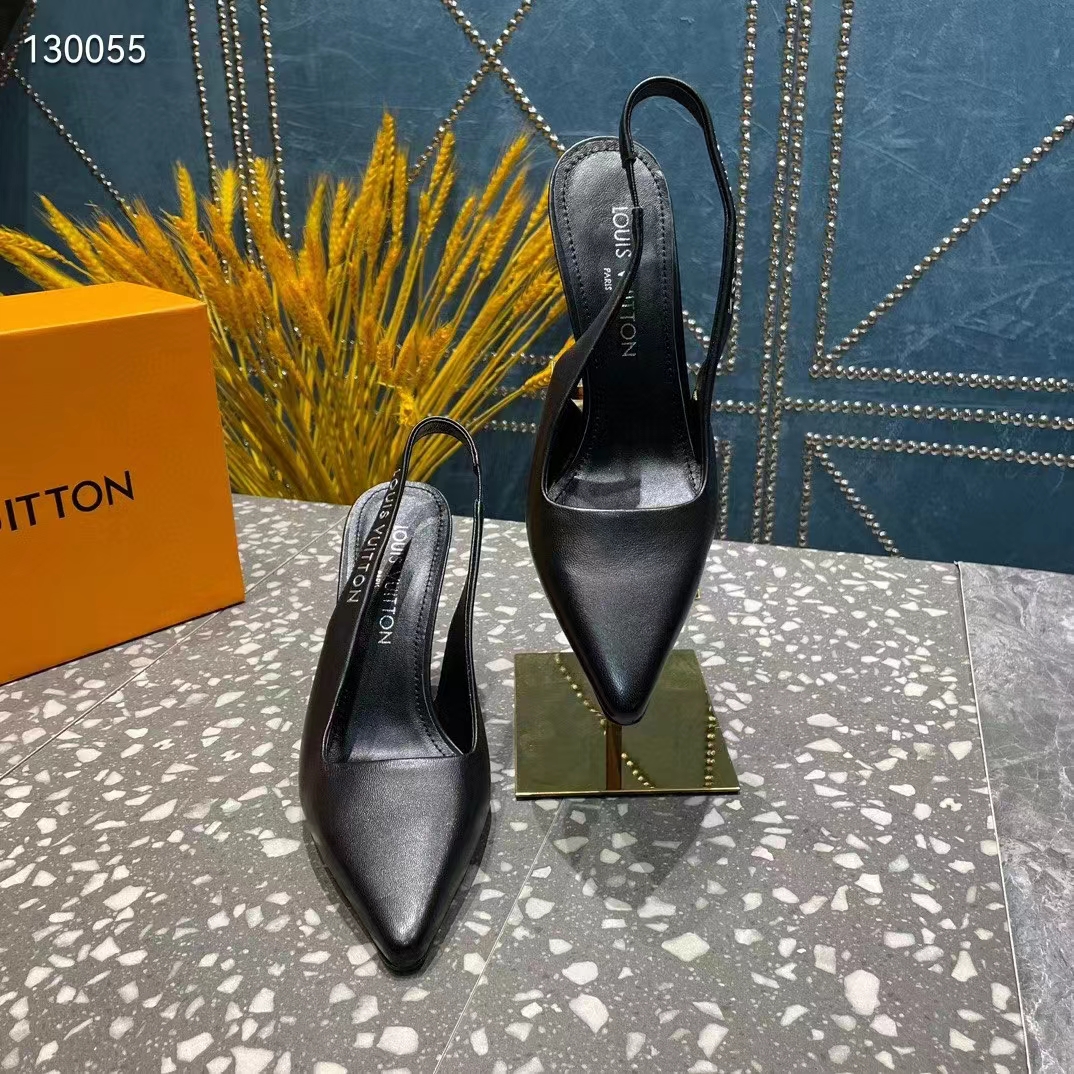 Louis Vuitton LV Women Sparkle Slingback Pump Black Calf Leather Elasticized 9.5 Cm Heel (8)