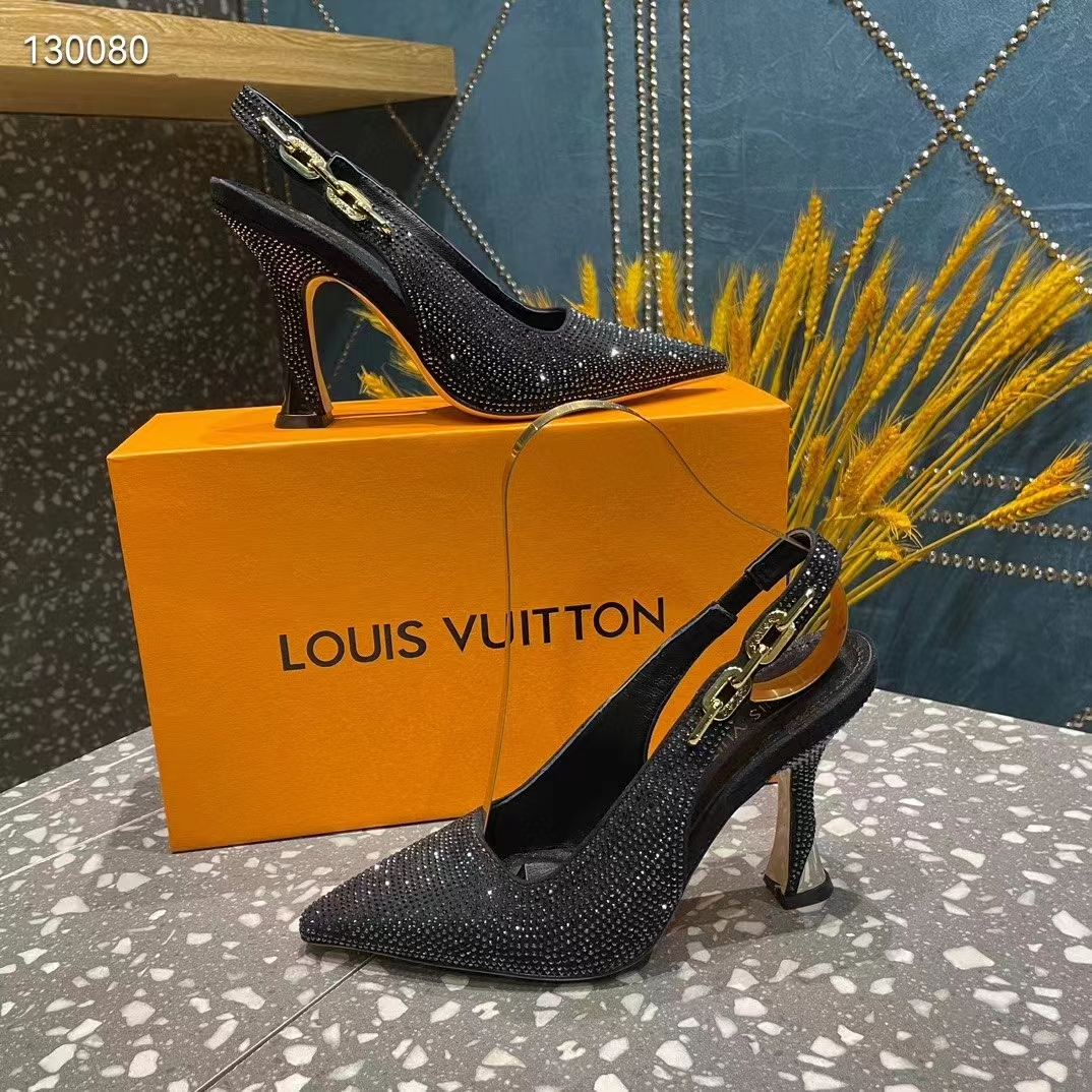Louis Vuitton LV Women Sparkle Slingback Pump Black Strass Elasticized 9.5 Cm Heel (11)