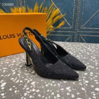 Louis Vuitton LV Women Sparkle Slingback Pump Black Strass Elasticized 9.5 Cm Heel (10)