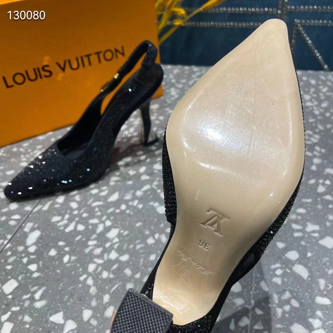 Louis Vuitton LV Women Sparkle Slingback Pump Black Strass Elasticized 9.5 Cm Heel (6)