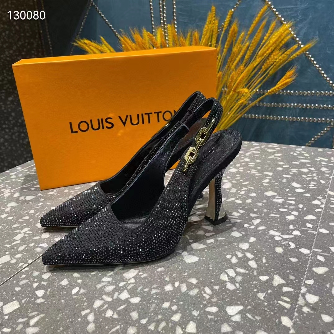 Louis Vuitton LV Women Sparkle Slingback Pump Black Strass Elasticized 9.5 Cm Heel (9)