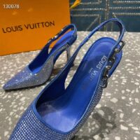 Louis Vuitton LV Women Sparkle Slingback Pump Bleu Roi Blue Strass 9.5 Cm Heel (7)