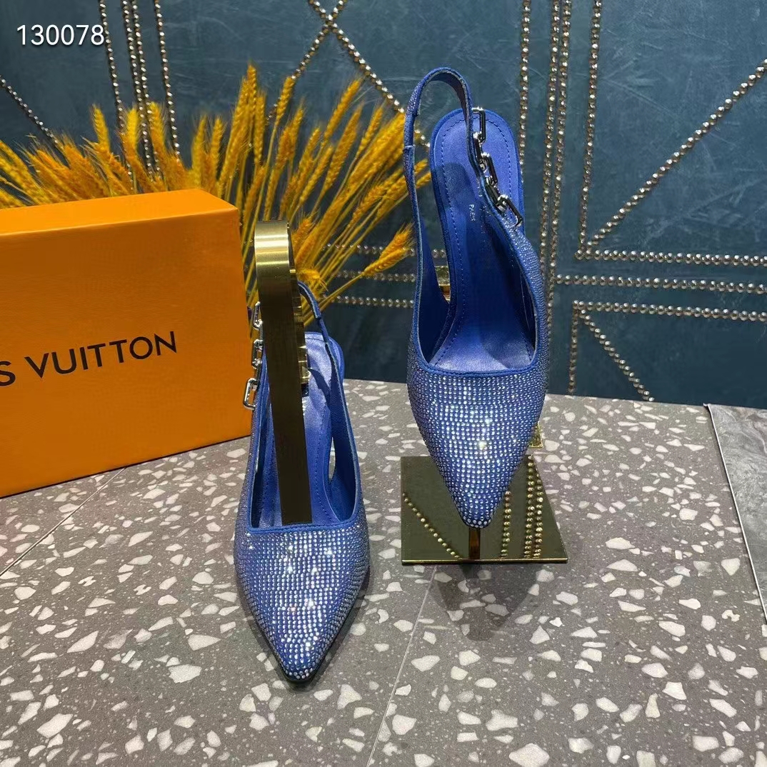 Louis Vuitton LV Women Sparkle Slingback Pump Bleu Roi Blue Strass 9.5 Cm Heel (3)