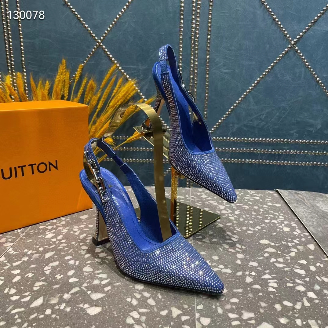 Louis Vuitton LV Women Sparkle Slingback Pump Bleu Roi Blue Strass 9.5 Cm Heel (5)
