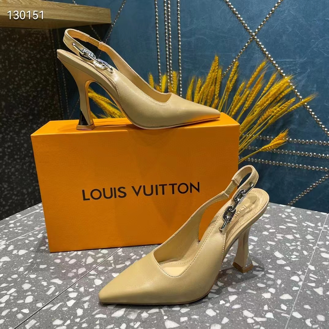 Louis Vuitton LV Women Sparkle Slingback Pump Gold Metallic Calf Leather 9.5 Cm Heel (1)