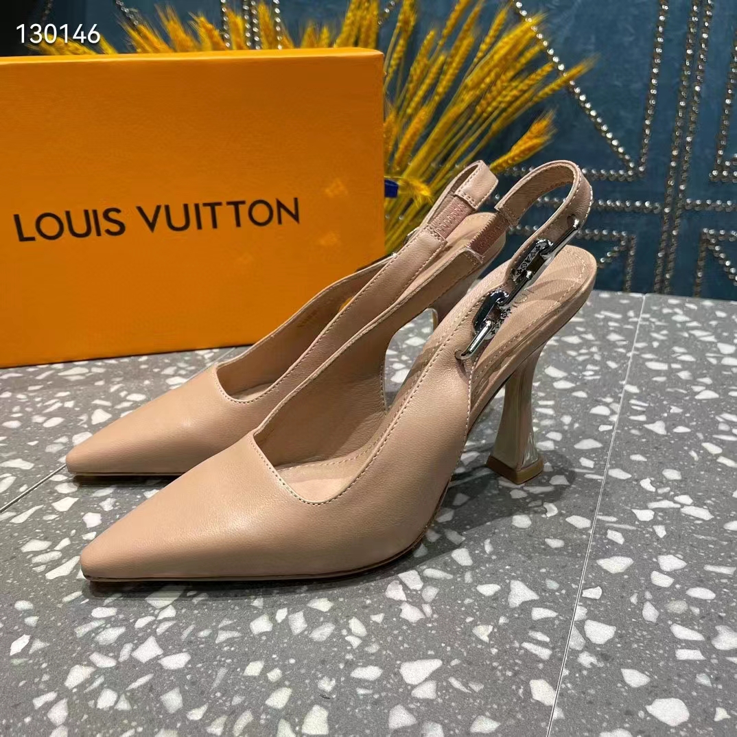 Louis Vuitton LV Women Sparkle Slingback Pump Gold Metallic Calf Leather 9.5 Cm Heel (11)