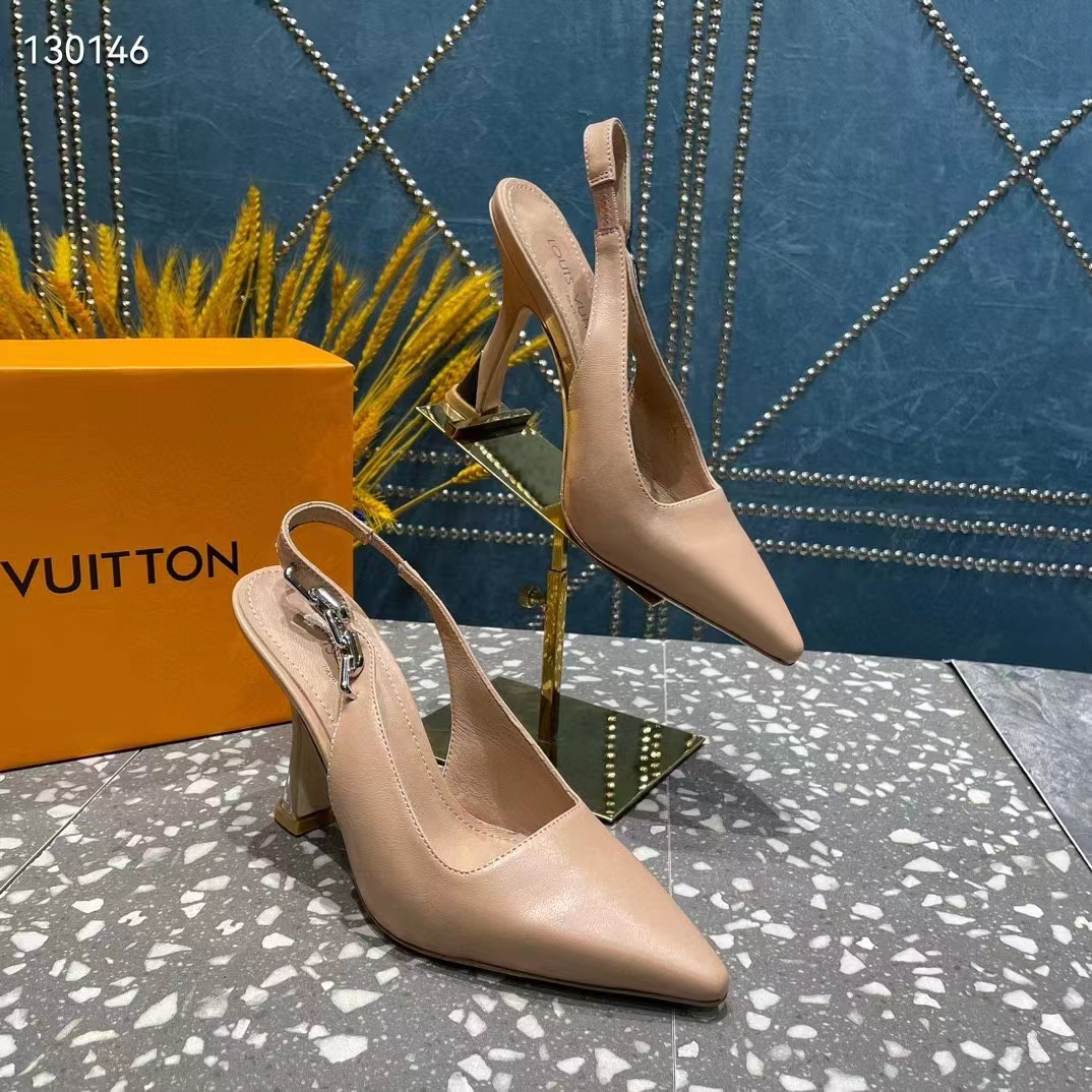 Louis Vuitton LV Women Sparkle Slingback Pump Gold Metallic Calf Leather 9.5 Cm Heel (2)