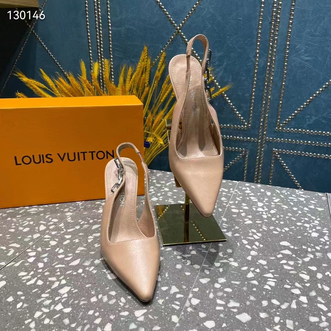 Louis Vuitton LV Women Sparkle Slingback Pump Gold Metallic Calf Leather 9.5 Cm Heel (3)