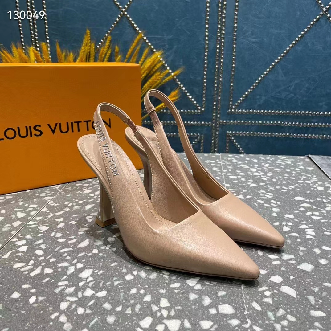 Louis Vuitton LV Women Sparkle Slingback Pump Nude Pink Calf Leather Elasticized 9.5 Cm Heel (10)